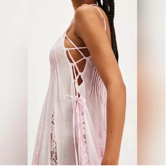 Free People Hailee Maxi Pink Slip Dress size M - Picture 3 of 9